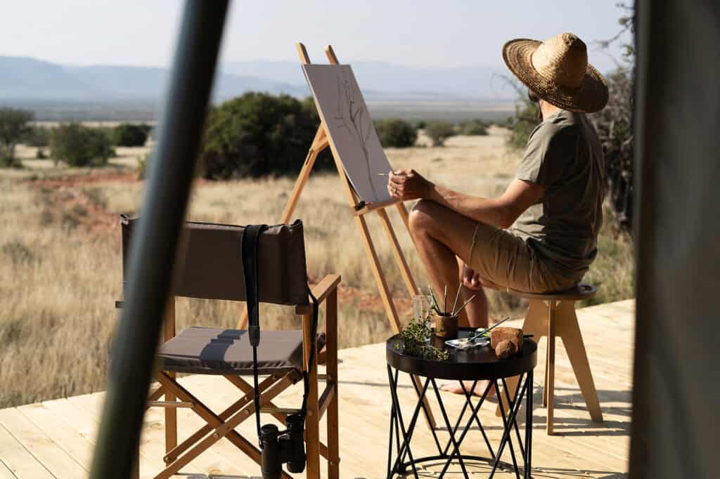 Samara-plains-camp-guest-tent-patio-art-honest-work-maike-mcneill
